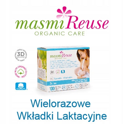 Wiederverwendbare ökologische Stilleinlagen Masmi BIO 100% Baumwolle 2 Stk.