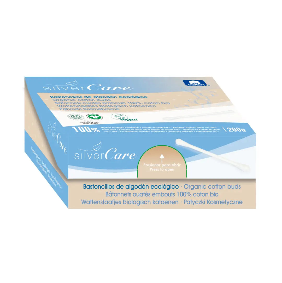 Patyczki higieniczne ekologiczne bawełniane Silver Care 100% BIO 200 szt.