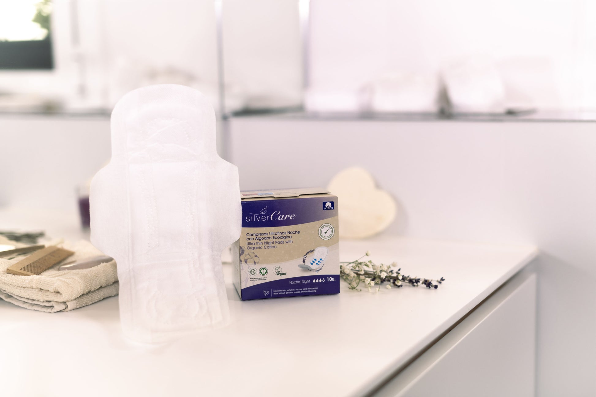 Podpaski ekologiczne na noc Silver Care BIO 100% bawełna bez chloru 10 szt.