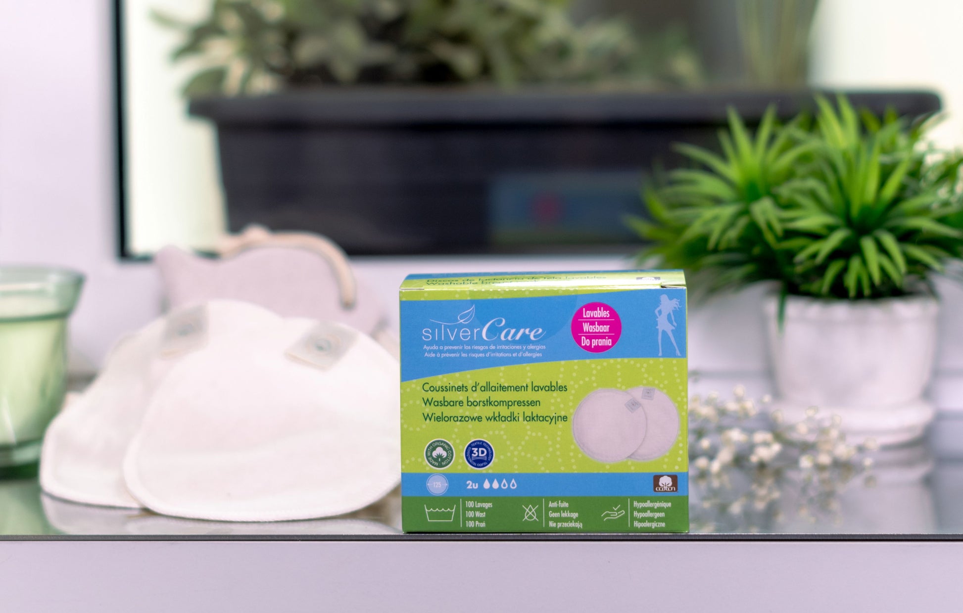 Reusable eco nursing pads Silver Care 100% cotton 2 pcs.