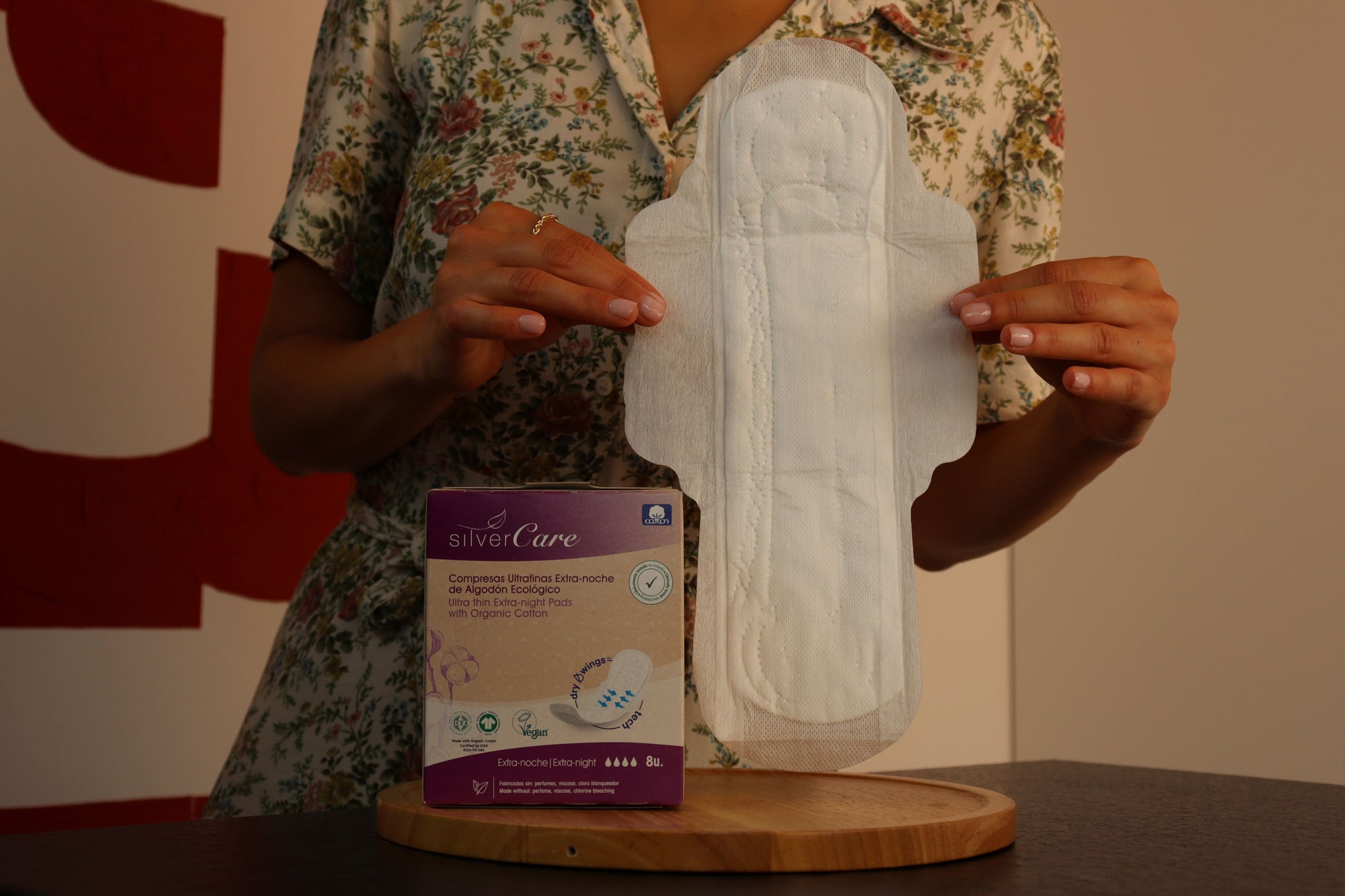 Organic chlorine-free cotton extra-long sanitary pads 100% BIO Silver Care 8 pcs