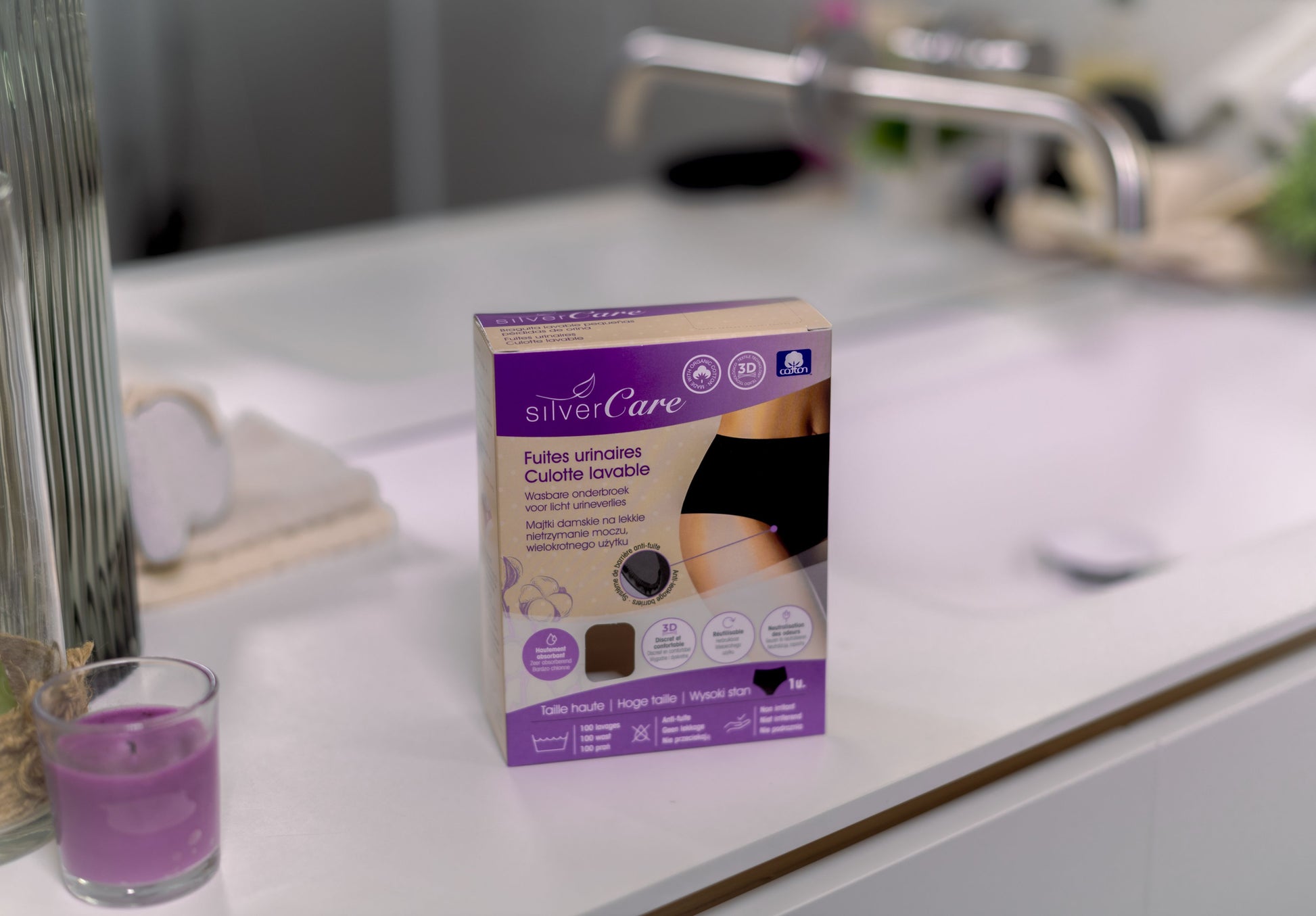 Silver Care Damenunterwäsche bei Harninkontinenz – hoher Bund (Größen: S, M, L, XL), 100% Bio‑Baumwolle, 1 Stk.