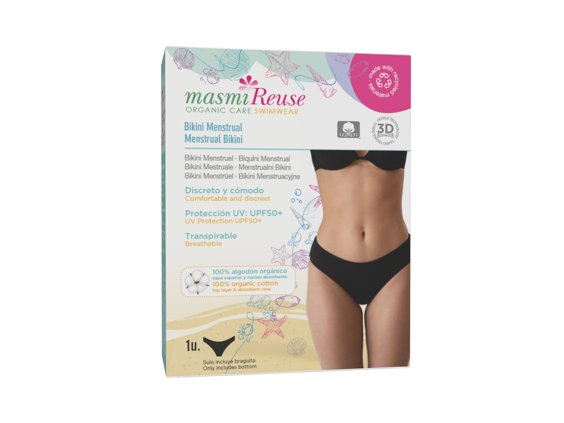 majtki kąpielowe menstruacyjne, strój kąpielowy na okres, jak pływać podczas okresu, Masmi bikini kąpielowe UPF 50+, pływanie w trakcie miesiączki