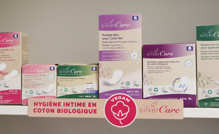 Organic chlorine-free cotton night pads Silver Care 100% BIO 10 pcs