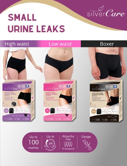 SilverCare Damenunterwäsche für Inkontinenz – geringer Ausfluss (Größen: S, M, L, XL), 100% Bio-Baumwolle 1 Stück