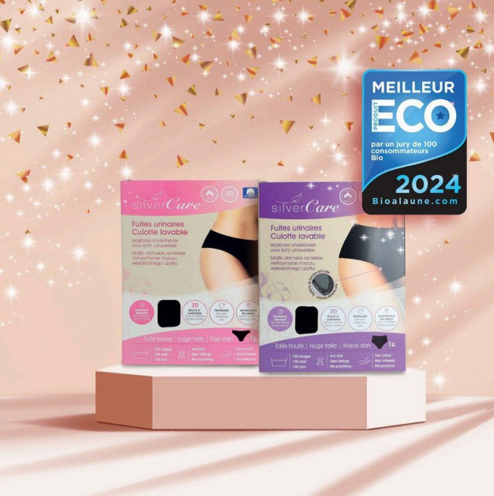 SilverCare Damenunterwäsche für Inkontinenz – geringer Ausfluss (Größen: S, M, L, XL), 100% Bio-Baumwolle 1 Stück