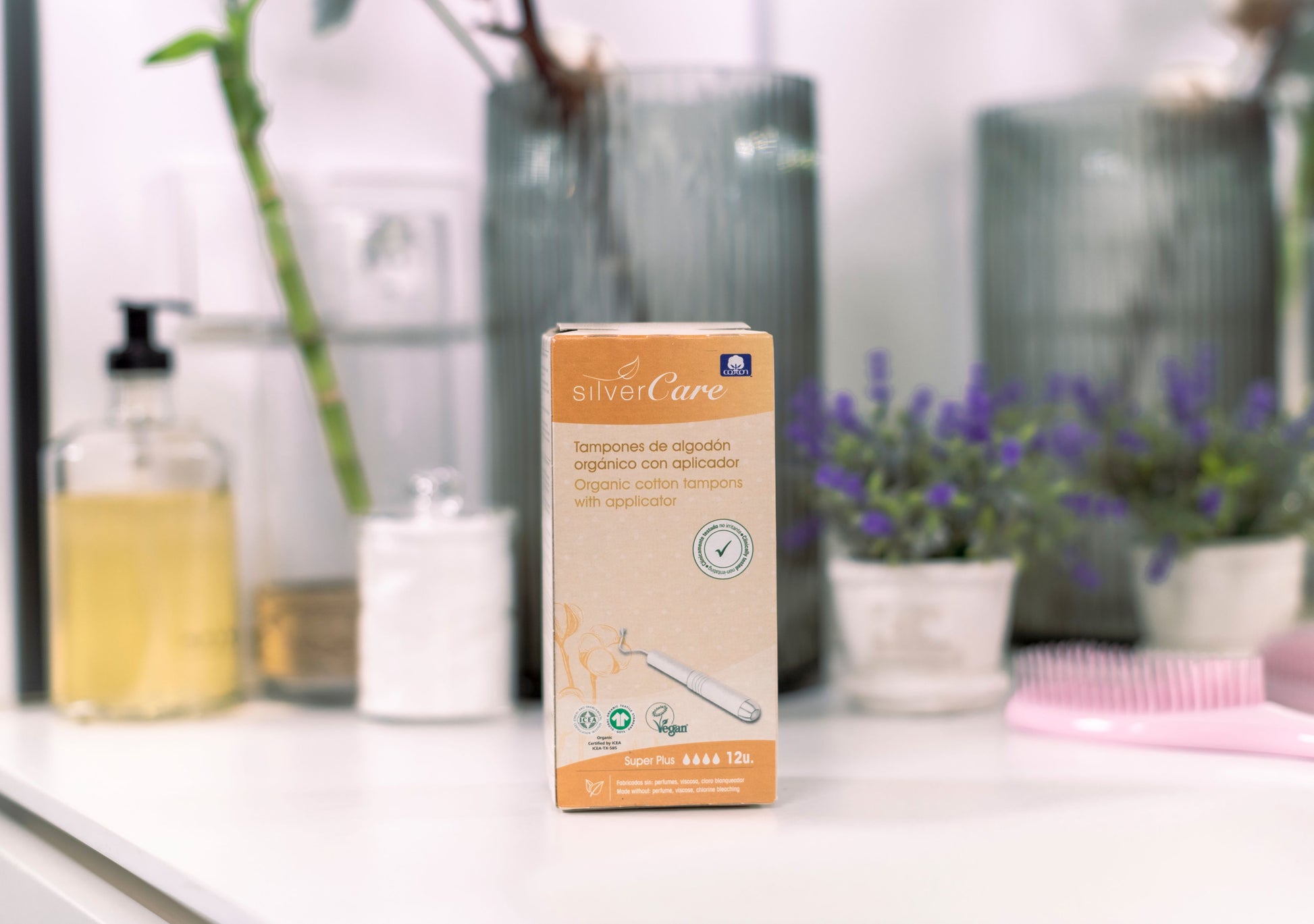 Ekologické bavlněné tampony SuperPlus (s aplik.) Silver Care BIO 12ks