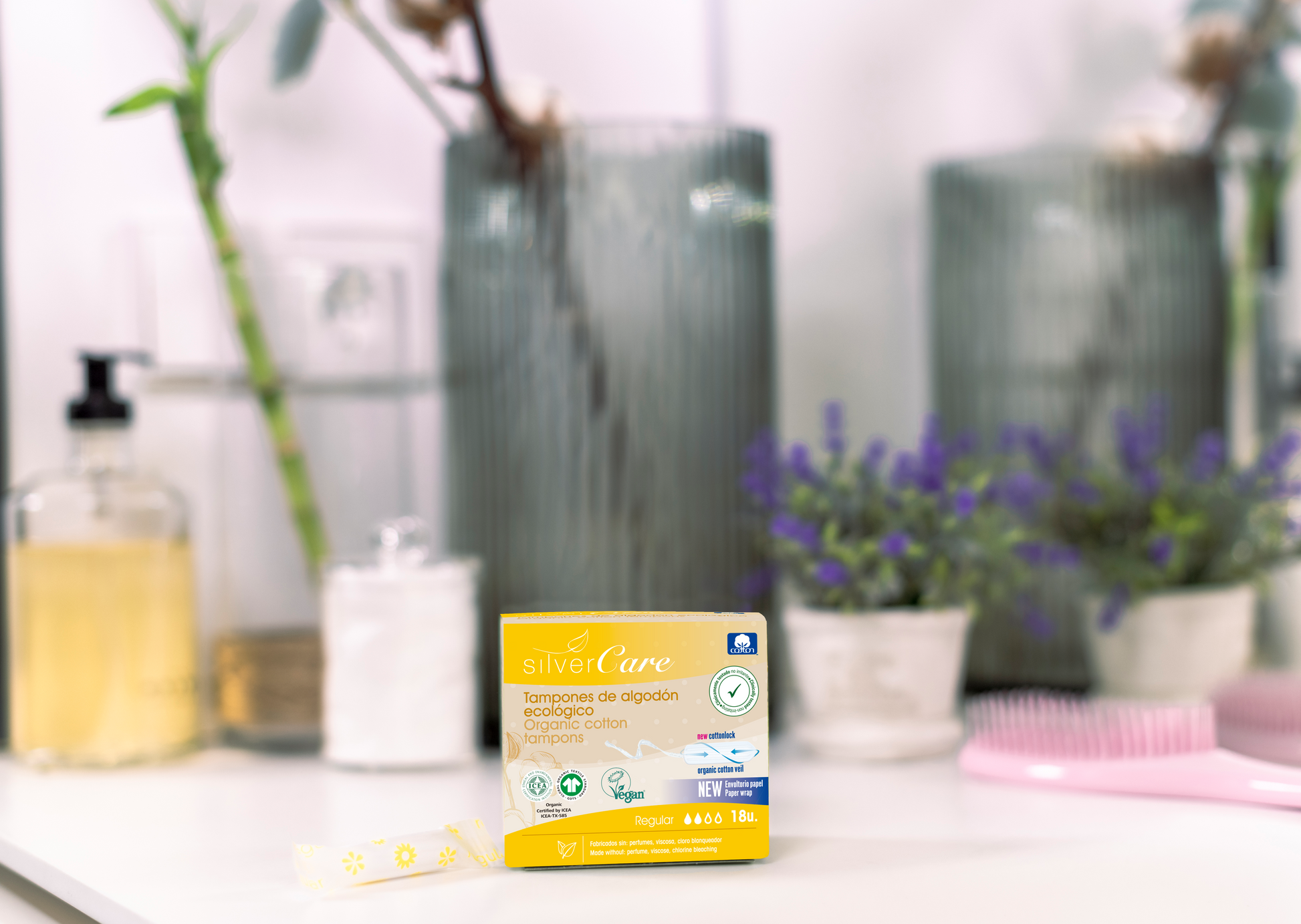 Eco cotton tampons Regular (without applicator) Silver Care BIO 18 pcs.