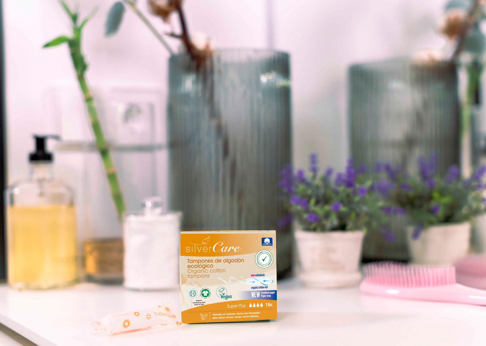 Ökologische Baumwoll-Tampons SuperPlus (ohne Applikator) Silver Care BIO 18 St.