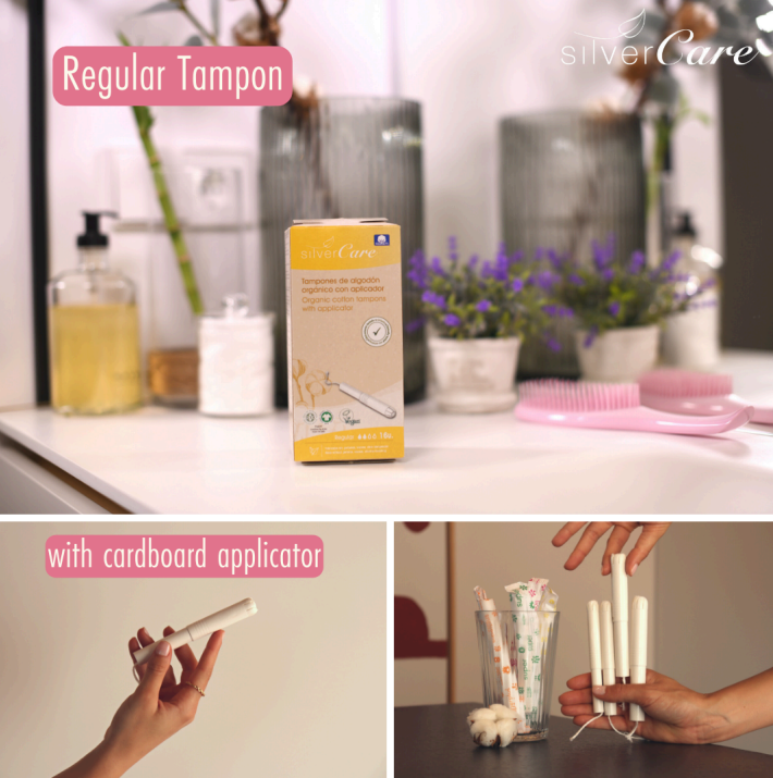 Ökologische Baumwoll-Tampons Regular (mit Applikator) Silver Care BIO 16 St.