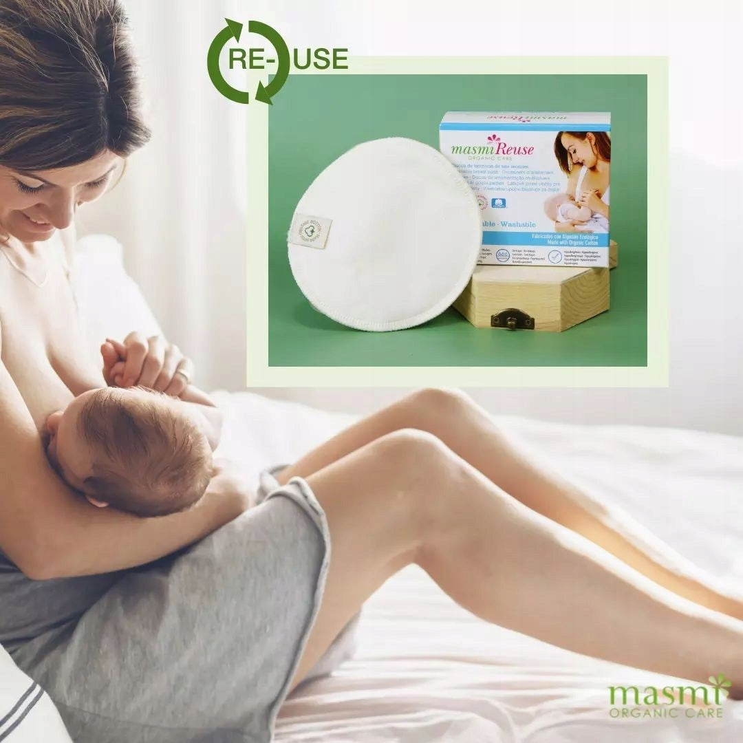 Wiederverwendbare ökologische Stilleinlagen Masmi BIO 100% Baumwolle 2 Stk.