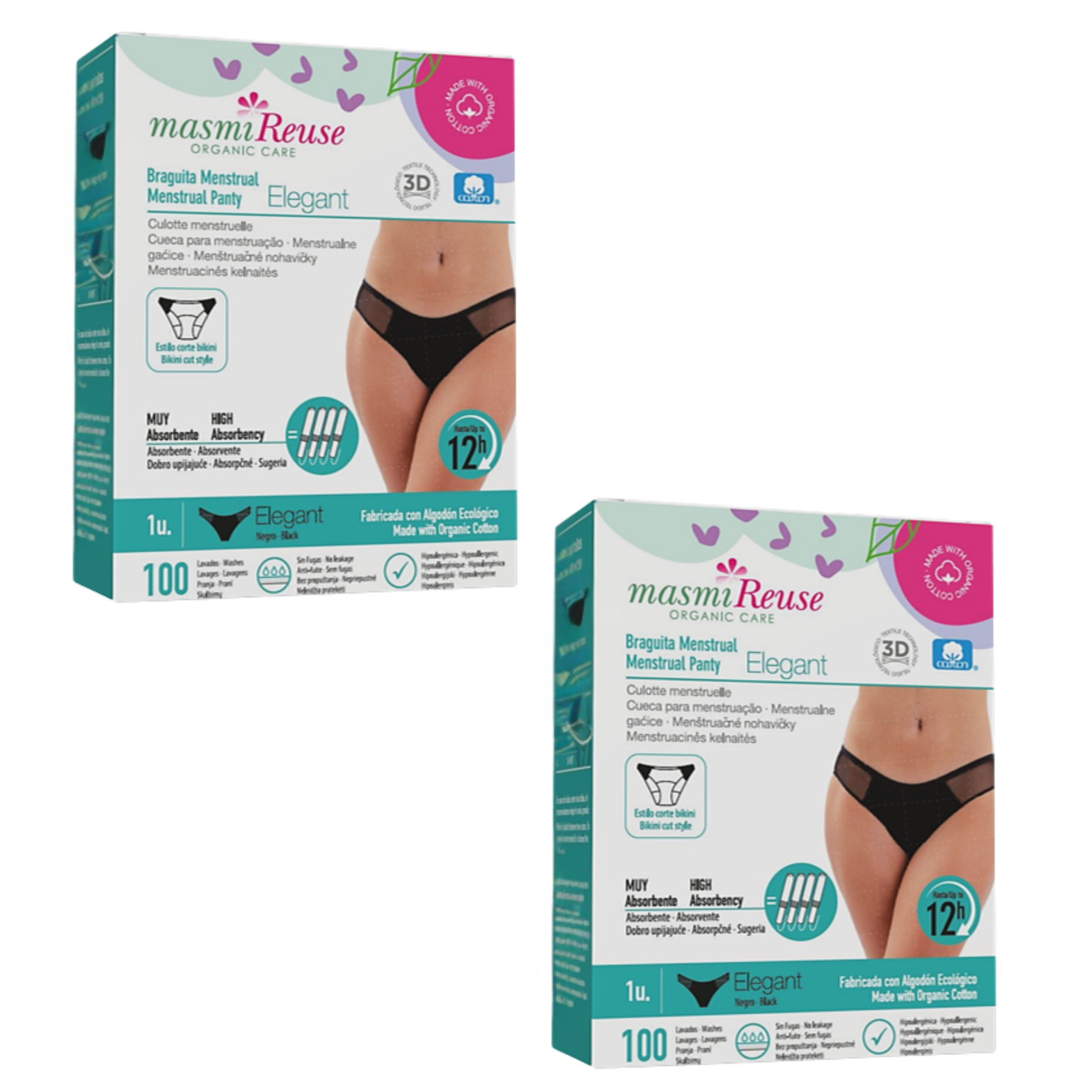 SET -3% 2 x Masmi Elegant Organic Period Underwear (size: S, M, L, XL) 100% BIO cotton
