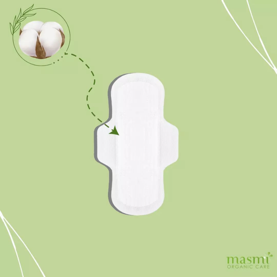 Masmi ultradünne Baumwoll-Nachtbinden mit Flügeln, 100% Bio-Baumwolle 10 Stück