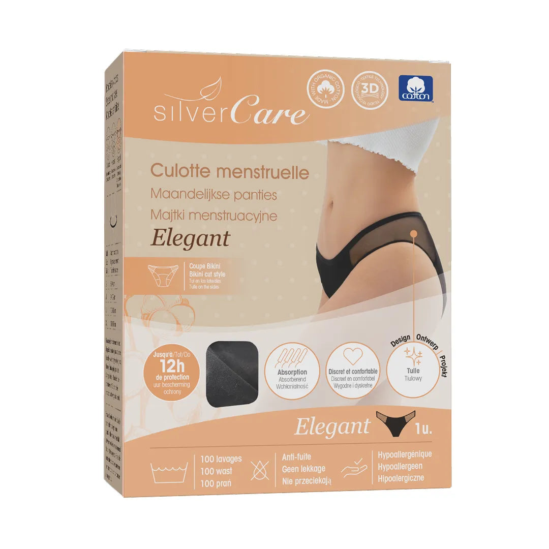 Ekologické menstruační kalhotky Silver Care ELEGANT (velikosti: S, M, L, XL) 100% BIO bavlna