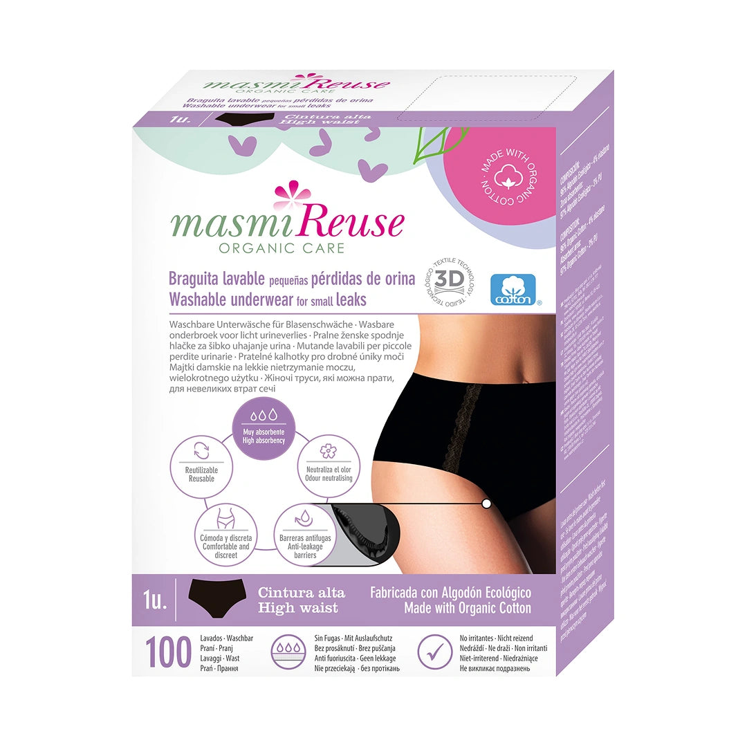 Masmi Period Underwear with triple absorption (166 g absorbency), high waist (sizes: S, M, L, XL) 1 piece.