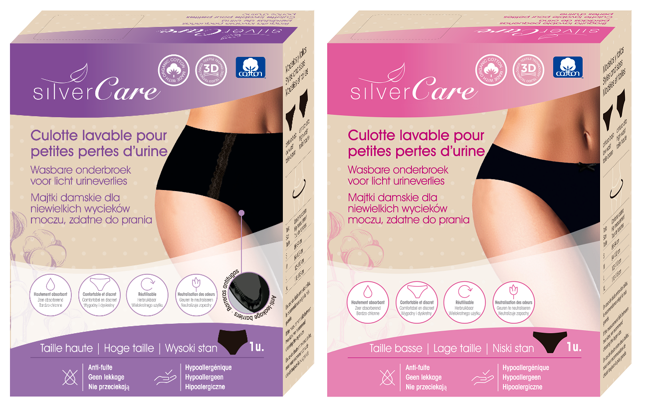 Silver Care Menstruační kalhotky s trojitou savostí (166 g savost), vysoký pas (velikosti S, M, L a XL) 1 ks.