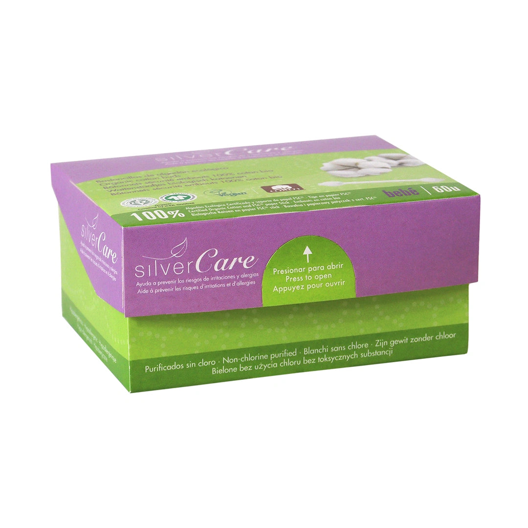 Ökologische Baumwoll-Wattestäbchen für Kinder SilverCare 100% BIO 60 St.