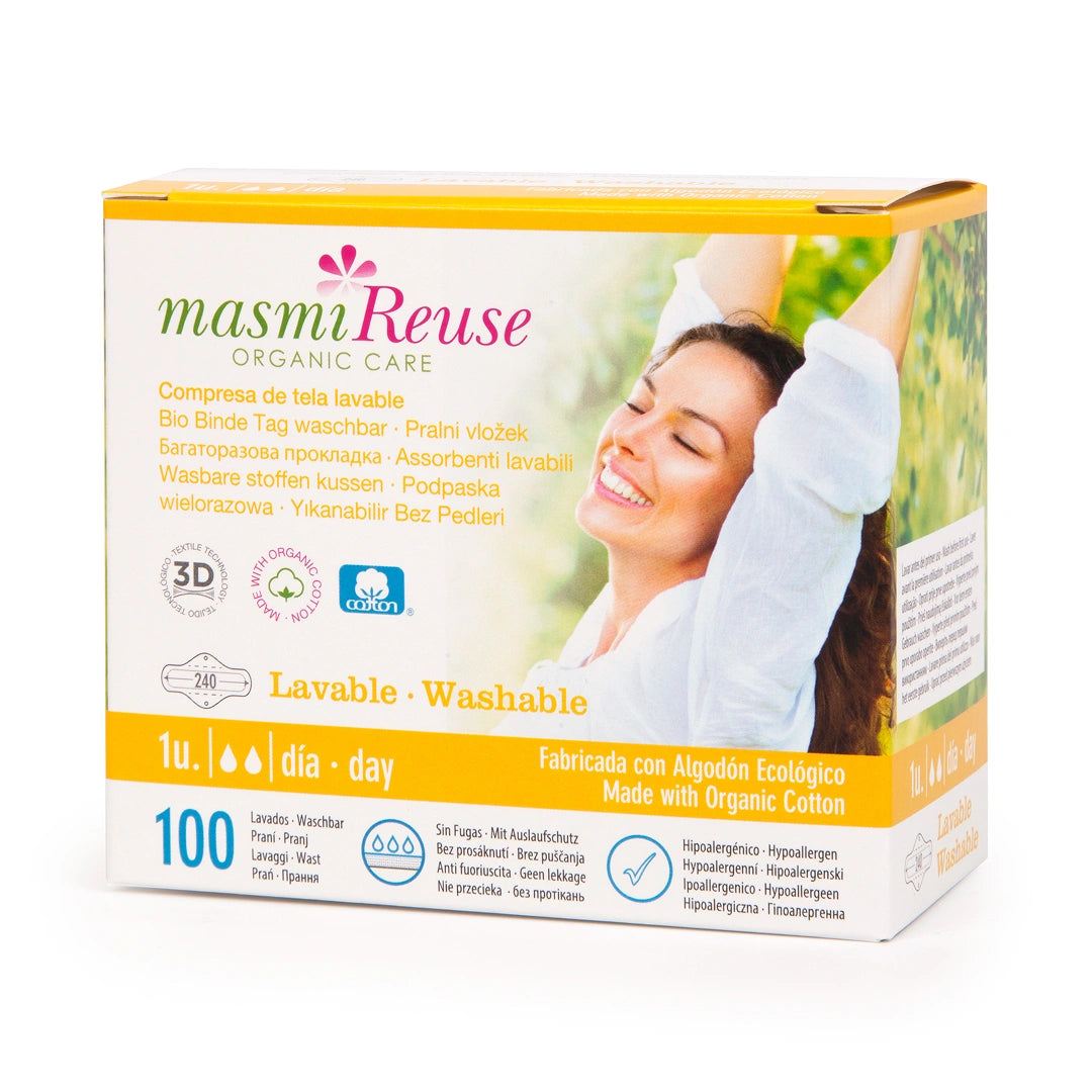 Wiederverwendbare ökologische Baumwollbinde für den Tag 100 % BIO Masmi 1 Stk.