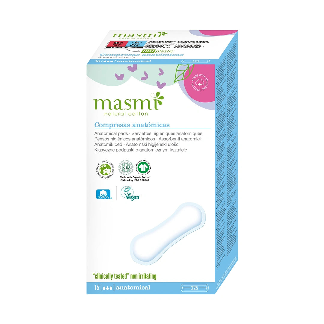 Masmi BIO classic eco pads, 100% organic cotton, 16 pcs