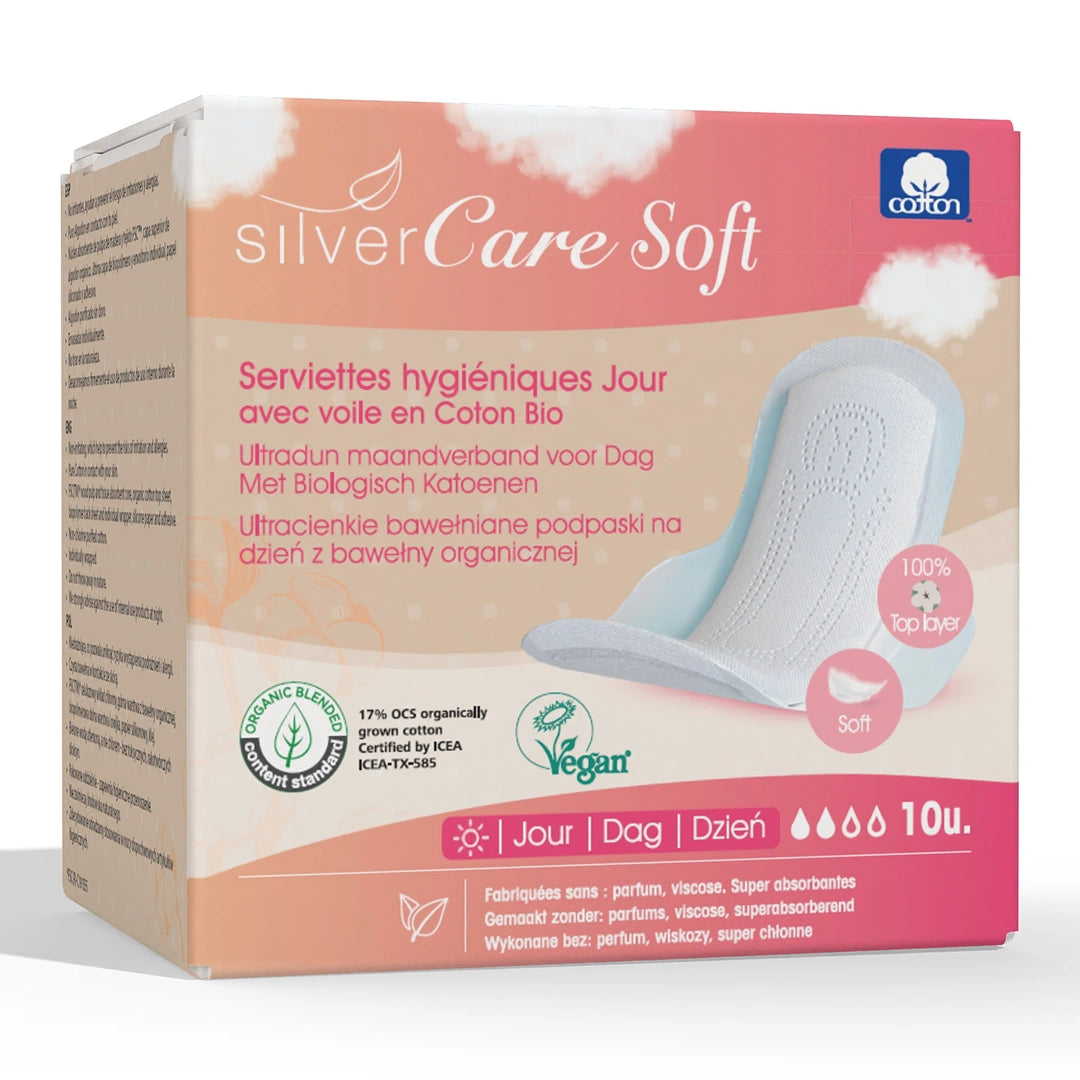 Ekologické bavlněné vložky SOFT na den Silver Care 100% BIO 10 ks.