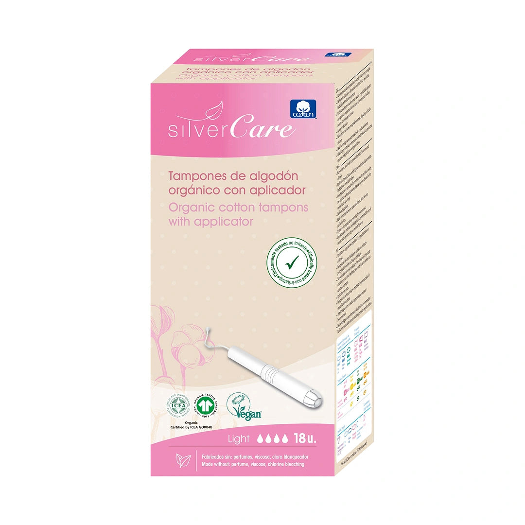 Ekologické bavlněné tampony Light (s aplik.) Silver Care BIO 18 ks.