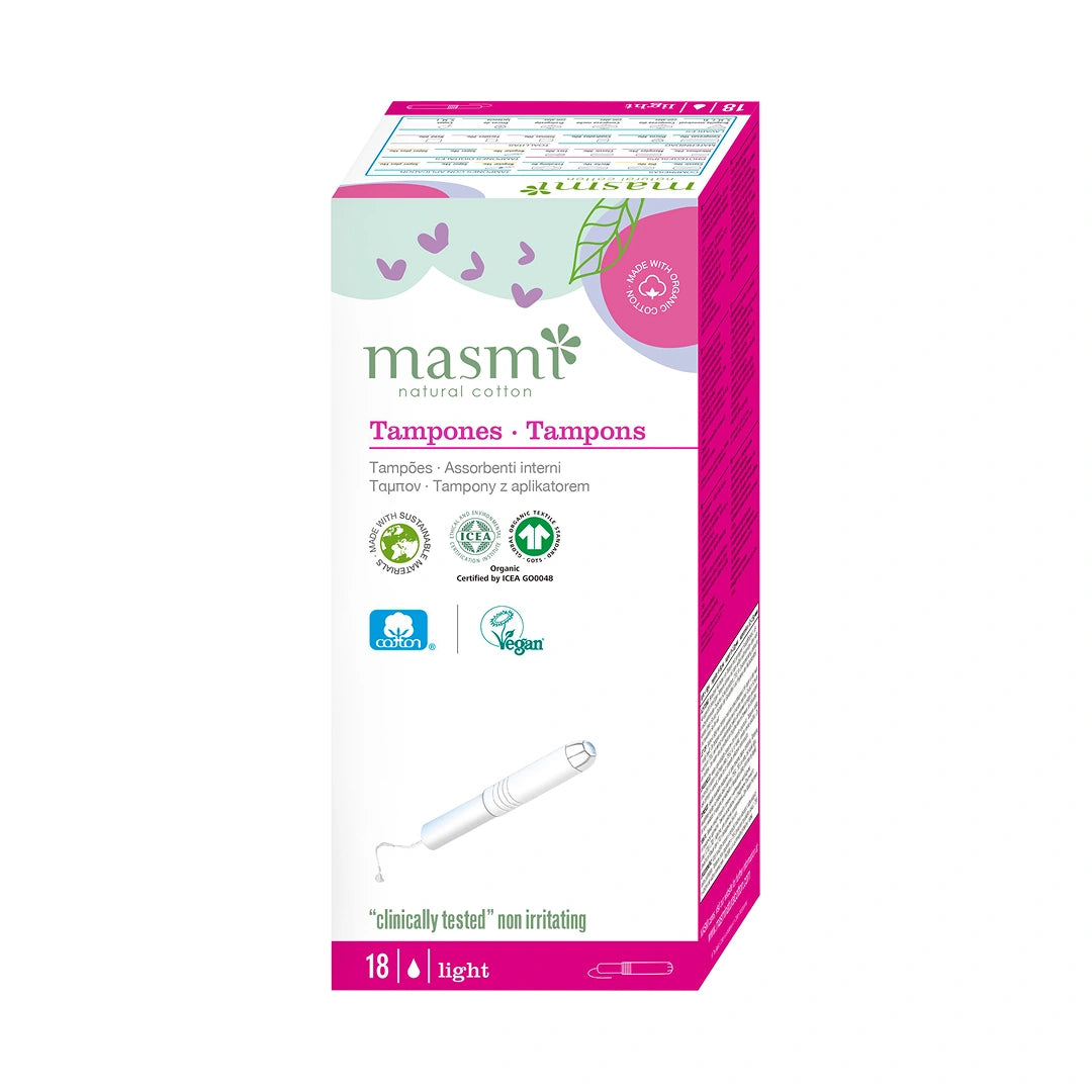 Organic Cotton Tampons Light (with applicator) Masmi 100% BIO 18 pcs