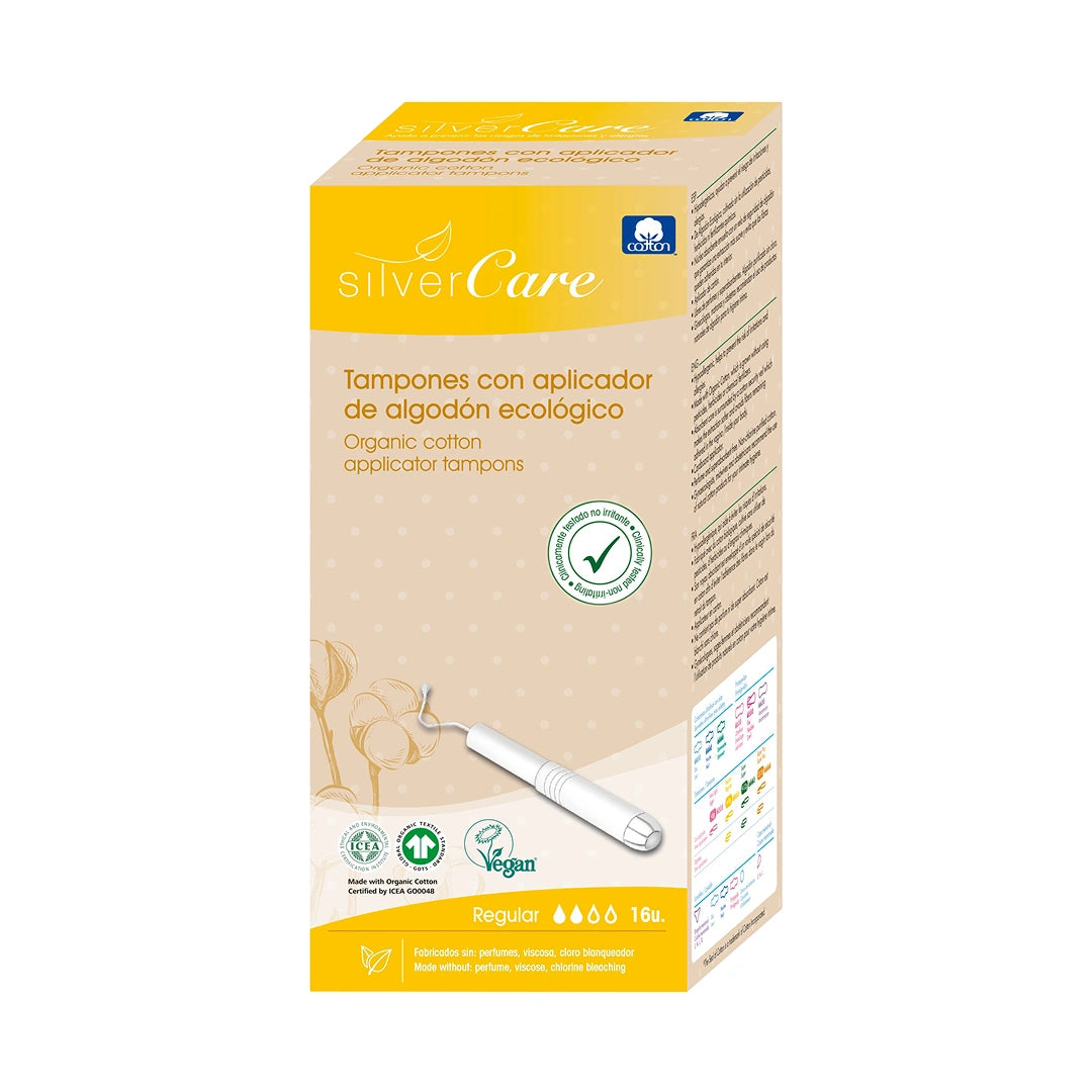 Ökologische Baumwoll-Tampons Regular (mit Applikator) Silver Care BIO 16 St.