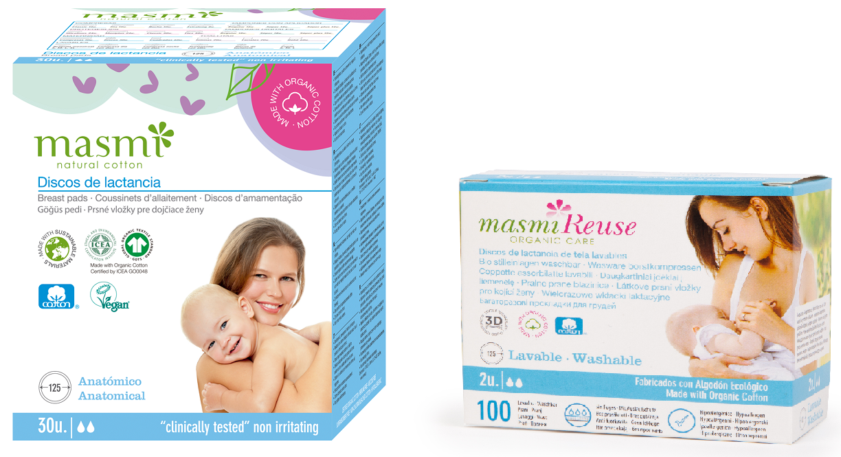 Organic Cotton Breastfeeding Pads Masmi BIO 100% organic cotton 30 pieces